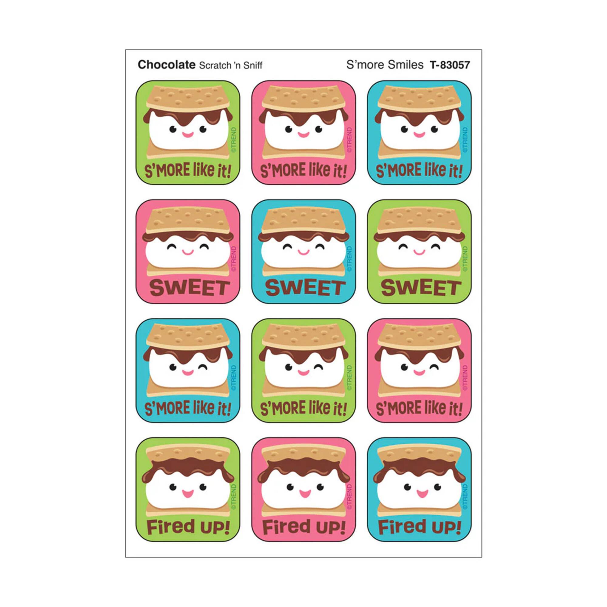 TREND Enterprises® S'more Smiles, Chocolate Scent Scratch 'n Sniff Stinky Stickers®, 6 Packs of 48